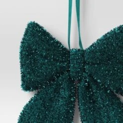 6.5" Christmas Tinsel Bow Ornament Dark Green - Wondershop™ -Wondershop GUEST 04e9da63 ec39 4f9b b681 a1f59dc2134a