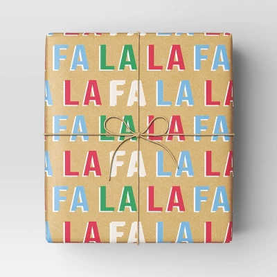 40" 125 Sq Ft Christmas Roll Wrap Multi Fa La La On Brown - Wondershop™ 3 40" 125 Sq Ft Christmas Roll Wrap Multi Fa La La On Brown - Wondershop™