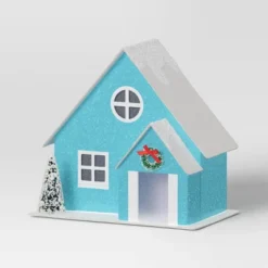 12pc Battery Operated Glittered Paper Christmas Village Set With Bottle Brush Trees And Snowmen - Wondershop™ White/Pink/Blue -Wondershop GUEST 0f7ca497 c6ea 48bd 88b4 94b3913c97ef