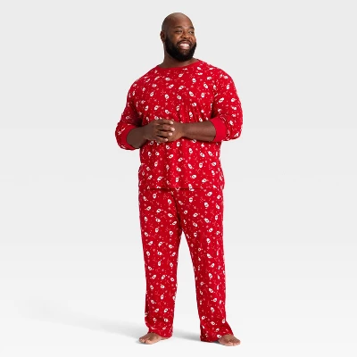 Men's Santa Print Ribbed Long Sleeve Holiday Matching Family Pajama Shirt - Wondershop™ Red 4 Men's Santa Print Ribbed Long Sleeve Holiday Matching Family Pajama Shirt - Wondershop™ Red - Image 2