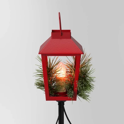 3pc Incandescent Red Metal Lantern With Greenery Christmas Novelty Path Light Clear - Wondershop™: UL Listed, Festive Outdoor Decor 6 3pc Incandescent Red Metal Lantern With Greenery Christmas Novelty Path Light Clear - Wondershop™: UL Listed, Festive Outdoor Decor - Image 4