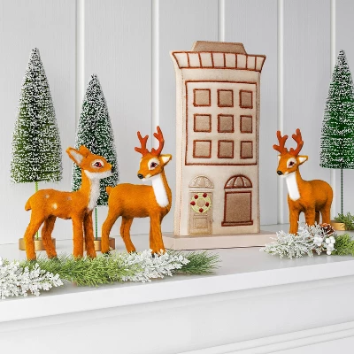 3ct Faux Fur Deer Set Decorative Christmas Figurines Brown - Wondershop™ 3 3ct Faux Fur Deer Set Decorative Christmas Figurines Brown - Wondershop™