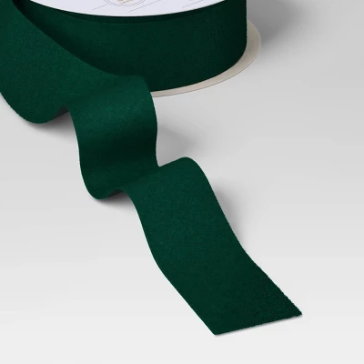 30' Christmas Fabric Ribbon Green Velvet - Wondershop™ 4 30' Christmas Fabric Ribbon Green Velvet - Wondershop™ - Image 2