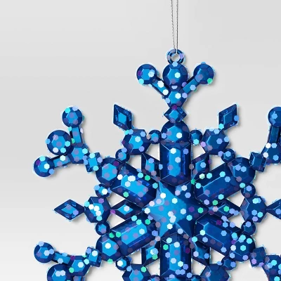 5" Christmas Blue Plastic Snowflake Ornament - Wondershop™ 4 5" Christmas Blue Plastic Snowflake Ornament - Wondershop™ - Image 2