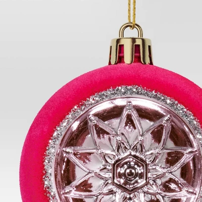Christmas Flocking Ornament With Reflector Hot Pink - Wondershop™ 4 Christmas Flocking Ornament With Reflector Hot Pink - Wondershop™ - Image 2