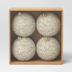 4ct 150mm Christmas Tinsel Ornament Set Champagne Gold - Wondershop™ -Wondershop GUEST 352373e4 693a 4eb1 a02a 99275270806b