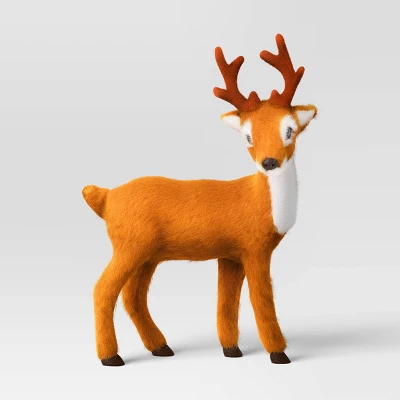 3ct Faux Fur Deer Set Decorative Christmas Figurines Brown - Wondershop™ 4 3ct Faux Fur Deer Set Decorative Christmas Figurines Brown - Wondershop™ - Image 2