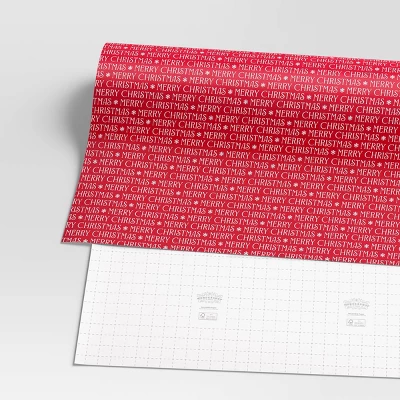 30" 50 Sq Ft Christmas Roll Wrap Merry Christmas On Red - Wondershop™ 4 30" 50 Sq Ft Christmas Roll Wrap Merry Christmas On Red - Wondershop™ - Image 2
