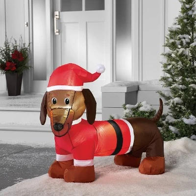 3.5' Christmas Indoor/Outdoor Lighted Inflatable Dachshund In Santa Suit - Wondershop™ 2 3.5' Christmas Indoor/Outdoor Lighted Inflatable Dachshund In Santa Suit - Wondershop™