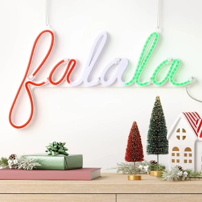 LED Animated Christmas Neon Fa La La Hangable Sign White/Red/Green - Wondershop™ 3 LED Animated Christmas Neon Fa La La Hangable Sign White/Red/Green - Wondershop™