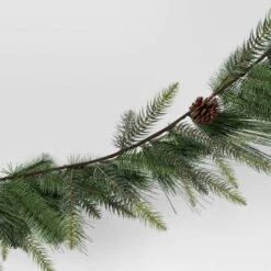 6' Christmas Unlit Icy Glitter Mixed Green With Pinecones Garland - Wondershop™ -Wondershop GUEST 42943e79 6598 4dd4 a11e 752810045d62