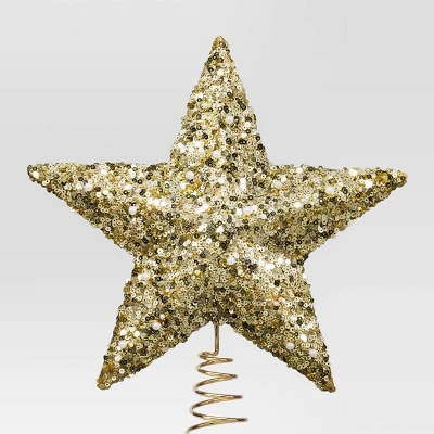 11" Unlit Gold Star Sequins And White Pearl Beads Christmas Tree Topper - Wondershop™ 4 11" Unlit Gold Star Sequins And White Pearl Beads Christmas Tree Topper - Wondershop™ - Image 2
