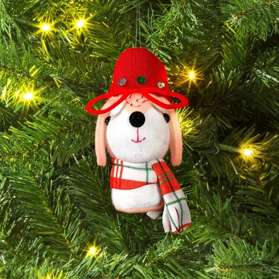 Fabric Dog Head Plaid Scarf Christmas Tree Ornament - Wondershop™ 3 Fabric Dog Head Plaid Scarf Christmas Tree Ornament - Wondershop™