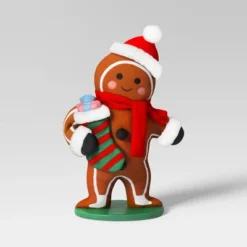 18" Fabric Gingerbread Man Holding Stocking Decorative Sculpture - Wondershop™ Brown -Wondershop GUEST 51f2a2ed e264 4894 a8fa 31aae4120bb1