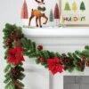 6' Cedar With Poinsettia Flowers And Pinecones Christmas Artificial Garland - Wondershop™: Traditional Decor, Indoor/Sheltered Outdoor Use -Wondershop GUEST 552dcef4 adda 4172 9fc5 3e3973680479