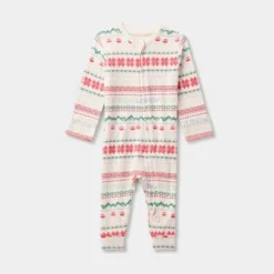 Baby "Let It Snow" Fair Isle Cozy Knit Holiday Matching Family Pajama Union Suit - Wondershop™ Cream -Wondershop GUEST 57a16be1 7af6 4dd7 bc33 acd030cdb0db