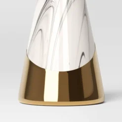 12" Marbled Ceramic Cone Christmas Tree Figurine With Gold Accent - Wondershop™ Black/White -Wondershop GUEST 59fa308d c324 480c 8578 125a51222e36