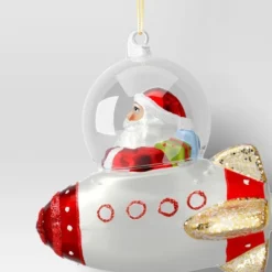Christmas Glass Red Santa On Spaceship Ornament - Wondershop™ -Wondershop GUEST 5ad91cc2 f99f 460d 94cb 08696f66ce77