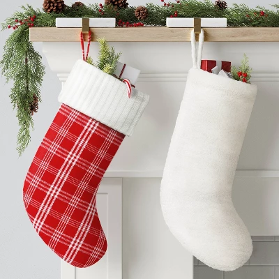 20" Christmas Plaid Stocking With Cuff Red Base - Wondershop™ 3 20" Christmas Plaid Stocking With Cuff Red Base - Wondershop™