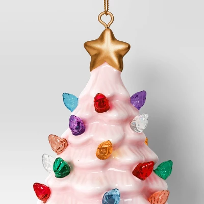 4" Christmas Lit Ceramic Retro Christmas Tree Ornament Pink - Wondershop™ 5 4" Christmas Lit Ceramic Retro Christmas Tree Ornament Pink - Wondershop™ - Image 3