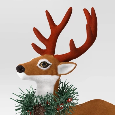 Flocked Standing Deer With Faux Greenery Christmas Animal Figurine - Wondershop™ Brown 4 Flocked Standing Deer With Faux Greenery Christmas Animal Figurine - Wondershop™ Brown - Image 2