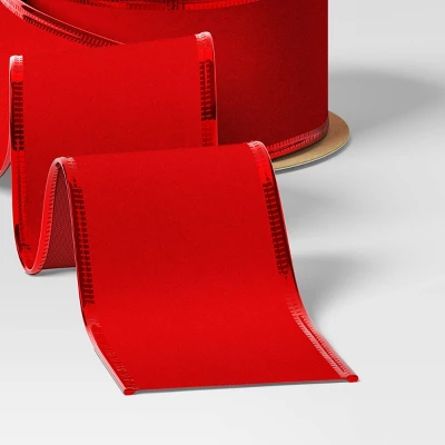 75' Christmas Velvet Ribbon Red With Metallic Edge - Wondershop™ 4 75' Christmas Velvet Ribbon Red With Metallic Edge - Wondershop™ - Image 2