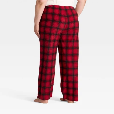 Women's Plaid Microfleece Holiday Matching Family Pajama Pants - Wondershop™ Red/Black 3 Women's Plaid Microfleece Holiday Matching Family Pajama Pants - Wondershop™ Red/Black