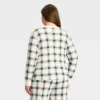 Women's Plaid Ribbed Long Sleeve Holiday Matching Family Pajama Shirt - Wondershop™ Cream