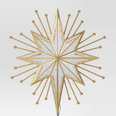 14.5" Lit-Led Gold Starburst Painted Gold Beads Warm White Lights Christmas Tree Topper - Wondershop™ 5 14.5" Lit-Led Gold Starburst Painted Gold Beads Warm White Lights Christmas Tree Topper - Wondershop™ - Image 3