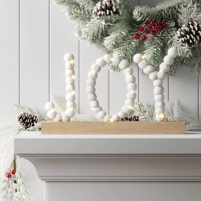 7.75" Battery Operated LED Lit 'JOY' Pom Pom Tabletop Decorative Sign - Wondershop™ 3 7.75" Battery Operated LED Lit 'JOY' Pom Pom Tabletop Decorative Sign - Wondershop™