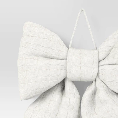 16" Christmas Jumbo Cable Knit Bow Decor White - Wondershop™ 4 16" Christmas Jumbo Cable Knit Bow Decor White - Wondershop™ - Image 2