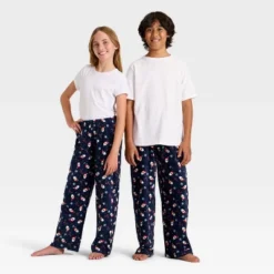 Kids' Santa Print Microfleece Holiday Matching Family Pajama Pants - Wondershop™ Blue -Wondershop GUEST 8c4bd78e c44c 47f1 90fe 28fc739216f1
