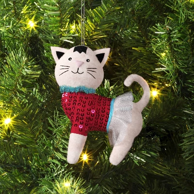 4" Christmas Sweater Cat Ornament - Wondershop™ 3 4" Christmas Sweater Cat Ornament - Wondershop™