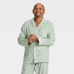 Men's Gingerbread Striped Flannel Long Sleeve Shirt And Pants Holiday Matching Family Pajama Set - Wondershop™ Cream -Wondershop GUEST 9356c1f0 272a 434a a6c4 62557a7c544e