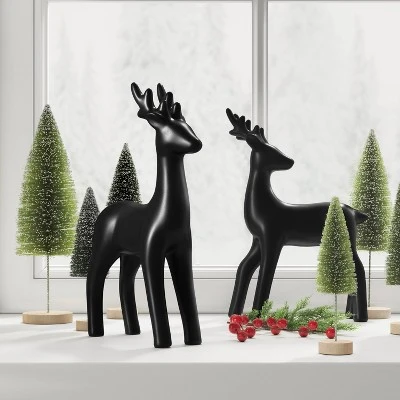 Ceramic Walking Deer Christmas Animal Figurine - Wondershop™ Black: Indoor Holiday Decor, 9.75" Tall 3 Ceramic Walking Deer Christmas Animal Figurine - Wondershop™ Black: Indoor Holiday Decor, 9.75" Tall