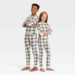 Kids' Plaid Ribbed Long Sleeve Shirt And Pants Holiday Matching Family Pajama Set - Wondershop™ Cream -Wondershop GUEST 9c03cf33 a07b 4cc8 93d1 0774ce210ed8