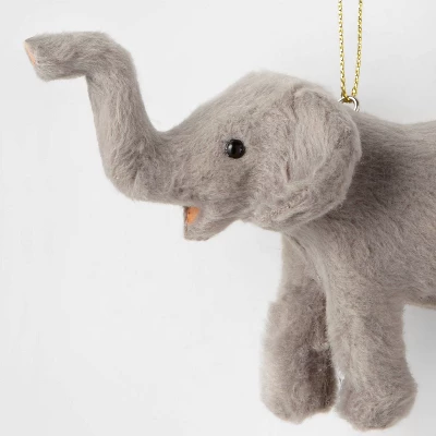 Faux Fur Elephant Christmas Tree Ornament Gray - Wondershop™ 4 Faux Fur Elephant Christmas Tree Ornament Gray - Wondershop™ - Image 2