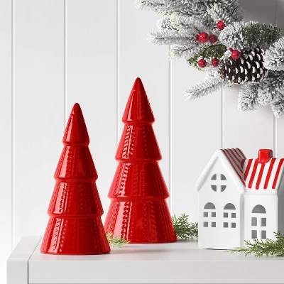 8" Christmas Ceramic Tree Shaped Decor - Wondershop™ 3 8" Christmas Ceramic Tree Shaped Decor - Wondershop™