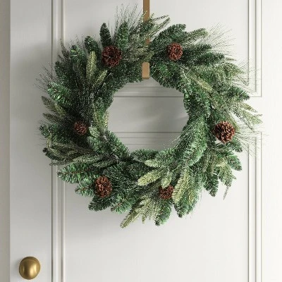 24" Christmas Unlit Icy/Glitter Pinecones Mixed Green Wreath - Wondershop™ 3 24" Christmas Unlit Icy/Glitter Pinecones Mixed Green Wreath - Wondershop™