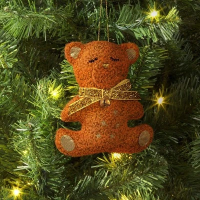 5" Christmas Fabric Teddy Faux Shearling Ornament - Wondershop™ 3 5" Christmas Fabric Teddy Faux Shearling Ornament - Wondershop™
