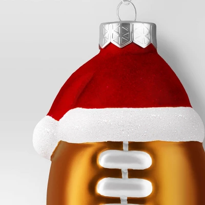 Christmas Glass Football With Santa Hat Ornament - Wondershop™ 4 Christmas Glass Football With Santa Hat Ornament - Wondershop™ - Image 2