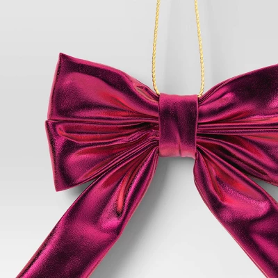 6.75" Christmas Metallic Bow Ornament Hot Pink - Wondershop™ 4 6.75" Christmas Metallic Bow Ornament Hot Pink - Wondershop™ - Image 2