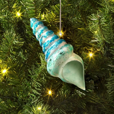 Christmas Blue Sea Shell Ornament - Wondershop™ 3 Christmas Blue Sea Shell Ornament - Wondershop™