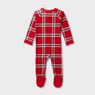 Baby Plaid Ribbed Holiday Matching Family Footed Pajamas - Wondershop™ Red 3 Baby Plaid Ribbed Holiday Matching Family Footed Pajamas - Wondershop™ Red