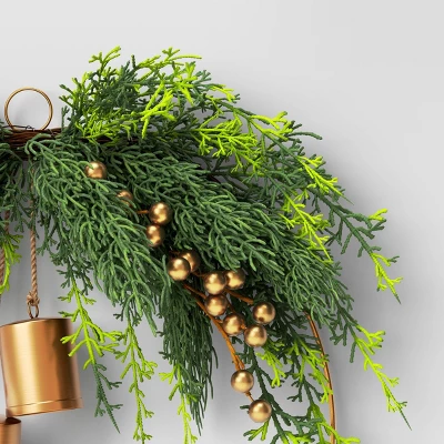 Christmas Hoop Wreath With Gold Bells - Wondershop™ 4 Christmas Hoop Wreath With Gold Bells - Wondershop™ - Image 2
