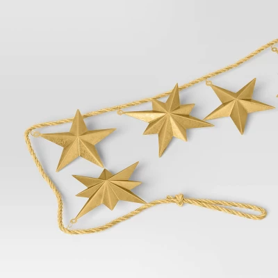 72" Christmas Gold Star Garland - Wondershop™ 4 72" Christmas Gold Star Garland - Wondershop™ - Image 2