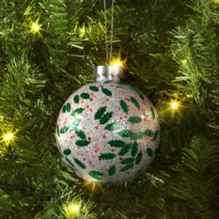 100mm Christmas Holly Leave Confetti Ball Ornament - Wondershop™