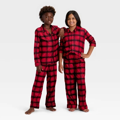 Kids' Plaid Long Sleeve Shirt And Pants Holiday Matching Family Pajama Set - Wondershop™ Red/Black 7 Kids' Plaid Long Sleeve Shirt And Pants Holiday Matching Family Pajama Set - Wondershop™ Red/Black - Image 5