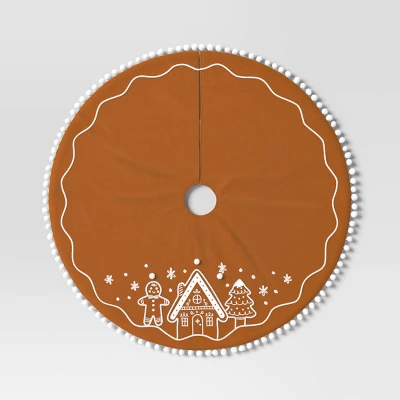 48" Christmas Gingerbread Scene Tree Skirt Brown - Wondershop™ 5 48" Christmas Gingerbread Scene Tree Skirt Brown - Wondershop™ - Image 3