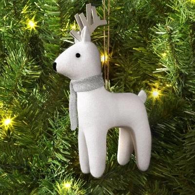 Christmas Fabric Deer Ornament White - Wondershop™ 3 Christmas Fabric Deer Ornament White - Wondershop™